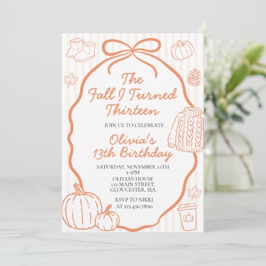 Invitation L'automne de mes treize ans 13e anniversaire (Debout devant)
