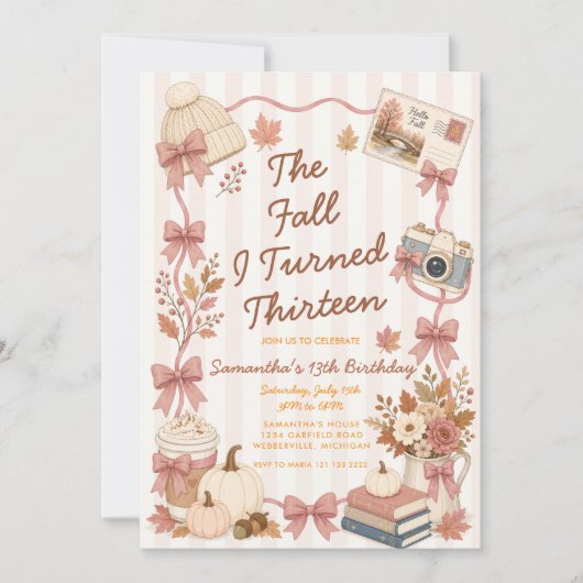 Invitation L'automne de mes treize ans 13e anniversaire (Devant)