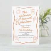 Invitation L'automne de mes treize ans d'anniversaire (Debout devant)