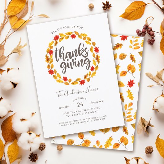 Invitation L'automne de Thanksgiving laisse des gerbes