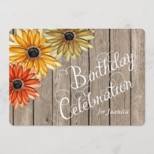 Invitation L'automne en bois de planche fleurit l'invitation