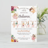 Invitation L'automne fée fille de troisième anniversaire invi (Debout devant)