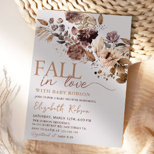 Invitation L'automne floral tombe dans l'amour Baby shower In