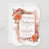 Invitation L'Automne Florale Feuilles Champignons Thanksgivin (Devant)
