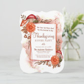 Invitation L'Automne Florale Feuilles Champignons Thanksgivin (Debout devant)