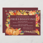 Invitation L'automne laisse Citrouille cordes lumières Amical (Devant / Derrière)