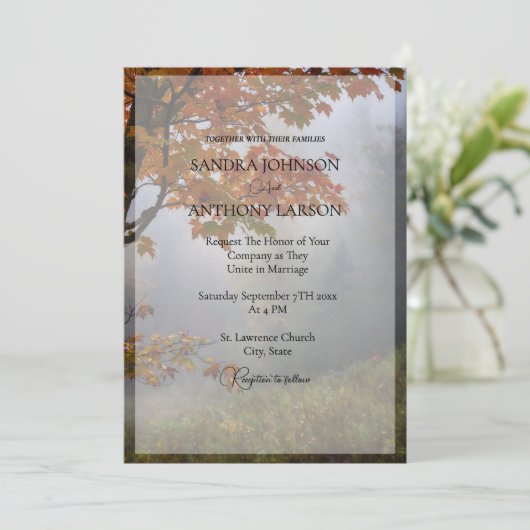 Invitation L'automne laisse un Mariage rustique (Debout devant)