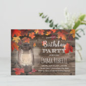 Invitation L'automne laisse Vintage Lanterne Rustique Anniver (Debout devant)