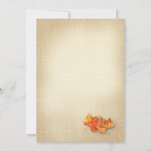 Invitation L'Automne Lights Burlap Thanksgiving Dîner (Dos)