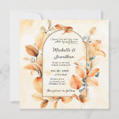 Invitation L'automne orange brûlé tout en un Mariage chrétien (Devant)