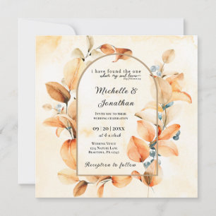 Invitation L'automne orange brûlé tout en un Mariage chrétien