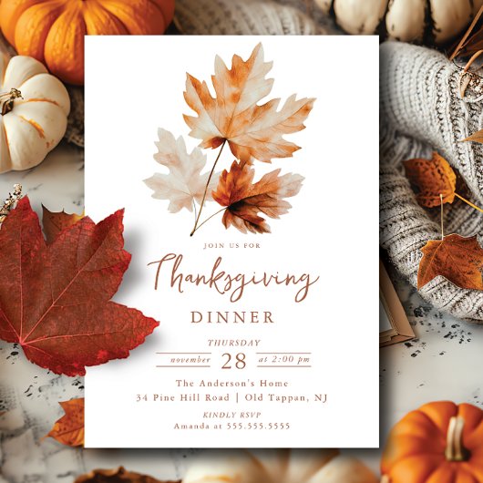 Invitation L'automne part Thanksgiving Dîner
