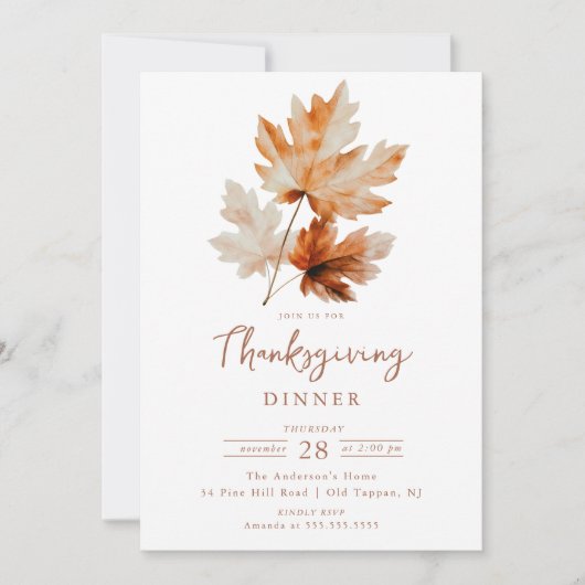 Invitation L'automne part Thanksgiving Dîner (Devant)
