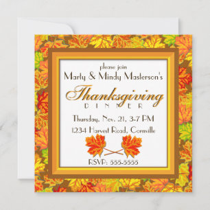 Invitation L'automne part Thanksgiving Dîner de fête Invitati