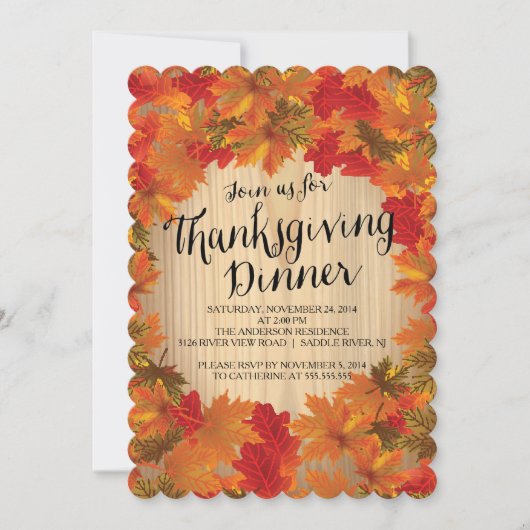 Invitation L'automne part Thanksgiving Dîner de fête Invitati (Devant)