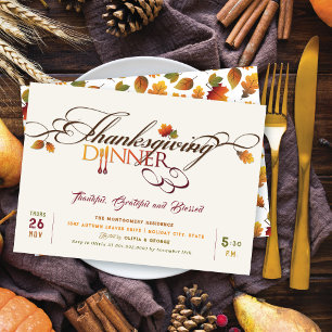 Invitation L'automne part Thanksgiving Dîner fête
