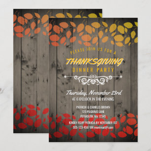 Invitation L'automne part Thanksgiving Dîner Russe Barnwood
