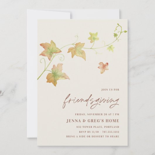 Invitation L'Automne Parte Du Dîner D'Action D'Amabilité (Devant)