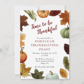 Invitation L'automne quitte Citrouille cadre Thanksgiving Dîn (Devant)