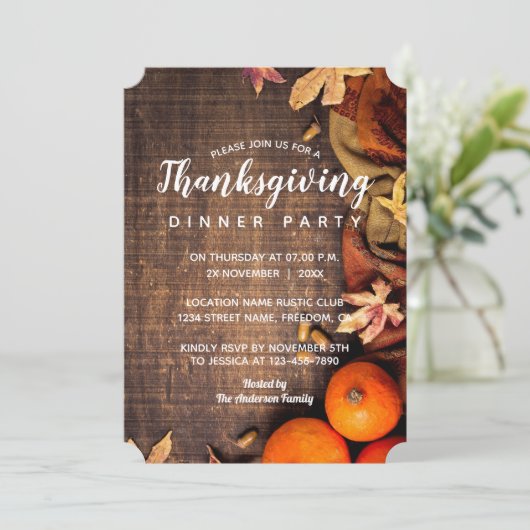 Invitation L'automne quitte le dîner d'Citrouille russe de Th (Debout devant)