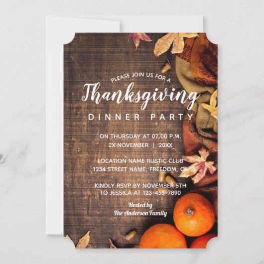 Invitation L'automne quitte le dîner d'Citrouille russe de Th (Devant)