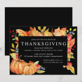 Invitation L'automne quitte le dîner de Thanksgiving Citrouil (Devant / Derrière)