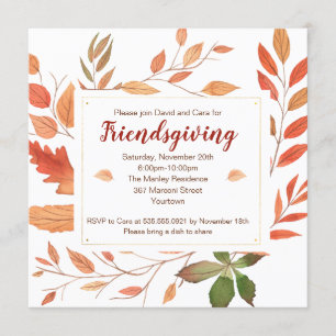 Invitation L'automne quitte le Thanksgiving Party