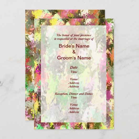 Invitation L'automne quitte l'invitation de mariage Abstrait (Devant / Derrière)