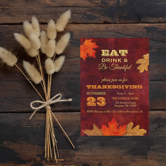 Invitation L'automne quitte Manger Boire et être une invitati