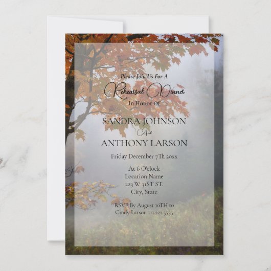 Invitation L'automne quitte Rustic Mariage Rerépétition Invit (Devant)