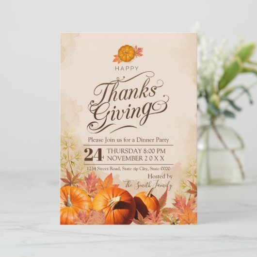 Invitation L'automne quitte Thanksgiving (Debout devant)