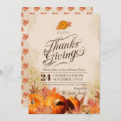 Invitation L'automne quitte Thanksgiving (Devant / Derrière)