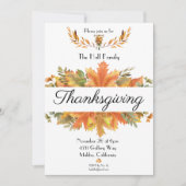 Invitation L'automne quitte Thanksgiving Gthering (Devant)