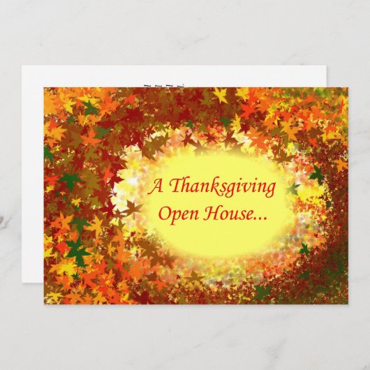 Invitation L'automne quitte Thanksgiving Open House Invitatio (Devant / Derrière)