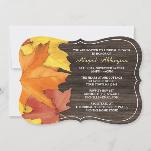 Invitation L'automne rustique quitte bois nuptiale douche Inv (Devant)
