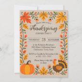 Invitation L'Automne Rustique Whimsical quitte Thanksgiving D (Devant)