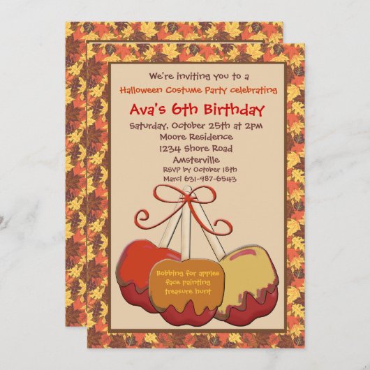 Invitation L'automne traite l'invitation de partie (Devant / Derrière)