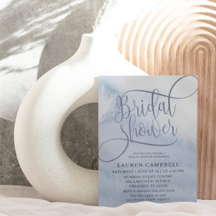 Invitation Lavage à l'aquarelle Bohème Bleu Poussiéreux pour