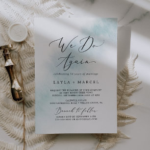 Invitation Lavage à l'aquarelle Brunch Blue We Do Again