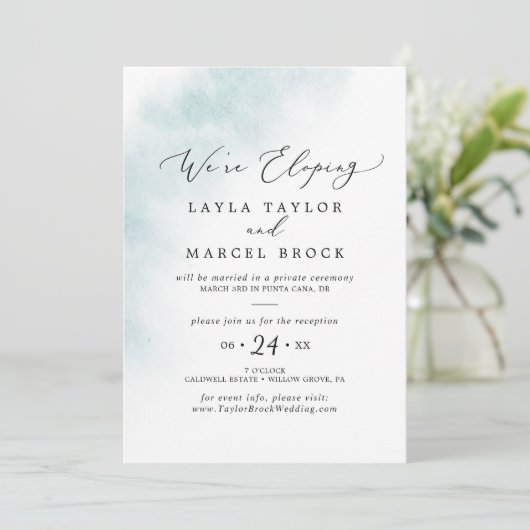 Invitation Lavage à l'aquarelle | Réception de mariage en fui (Debout devant)