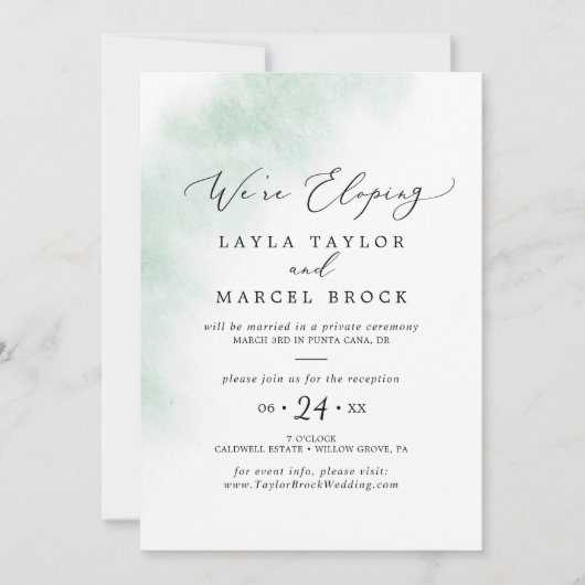 Invitation Lavage à l'aquarelle | Réception de mariage en fui (Devant)