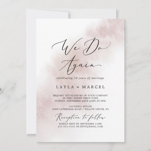 Invitation Lavage à l'aquarelle | Teinte rose Nous Refaisons (Devant)