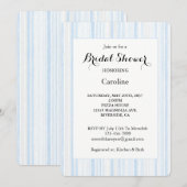 Invitation Lavage Bleu Blanc Rayures Shower de Mariée (Devant / Derrière)