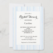 Invitation Lavage Bleu Blanc Rayures Shower de Mariée (Devant)