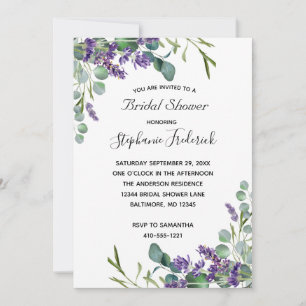 Invitation Lavage de lavande Eucalyptus Fleurs Vertes Enterre