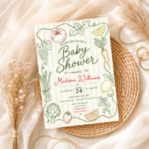 Lavage de légumes fruits doodle baby shower