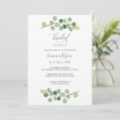 Invitation Lavage de Mariée - Feuillage de Eucalyptus Rustiqu (Debout devant)