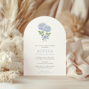 Invitation Lavage de mariée Hydrangea Bleue, Bouquet & Arche