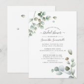 Invitation Lavage de Mariée Script Floral Eucalyptus Botaniqu (Devant / Derrière)