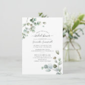 Invitation Lavage de Mariée Script Floral Eucalyptus Botaniqu (Debout devant)
